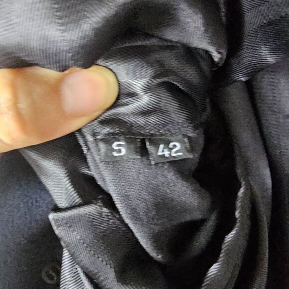 Allyn Saint George Italian Cashmere Blend Overcoat 42S Navy Quiet Luxury Formal - Picture 5 of 14